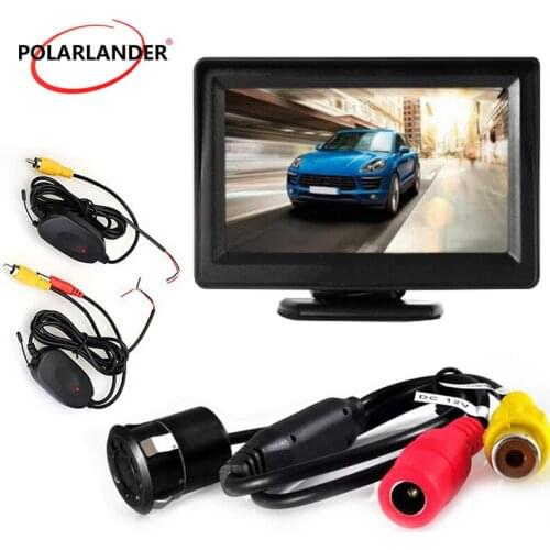 Wireless 2 video input 4.3 Inch TFT LCD Car Monitor display with CCD Rearview revesing Camera parking assistance system