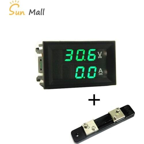 DC 100V 50A Green Green Mini 0.28inch LED Digital Voltmeter Ammeter Volt Ampere Meter Amperemeter Voltage Indicator Tester