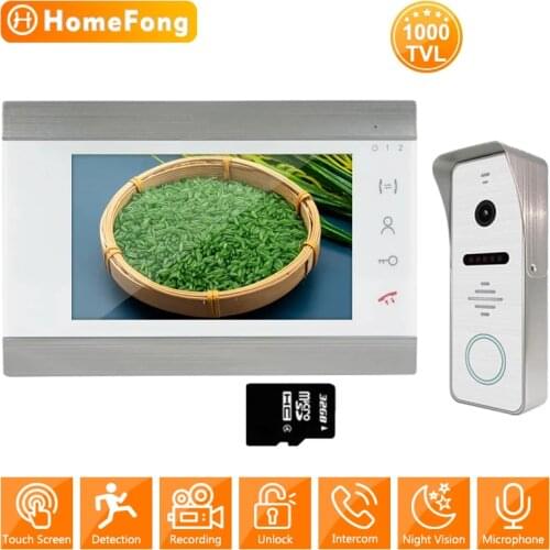 HomeFong Door Intercom Entry System Kit Wired Video Doorbell Phone IP65 Call Panel Camera Night Vision for Home Villa Security