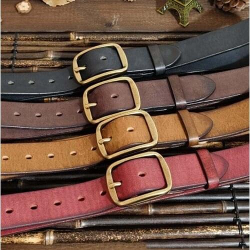 Personalized Fashion Ltaly A-level Thick Cowhide Belt Mens Leather Pin Buckle All-match American Retro Belt Men