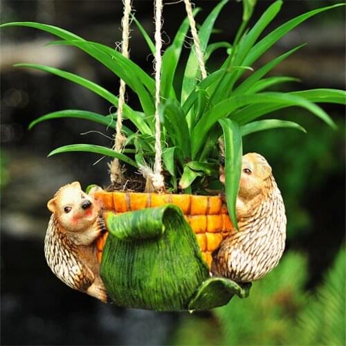 Creative Wall Hanging Resin Vase Squirrel Flower Pot Potted Plant Animal Flower Pot Home Garden Decoration