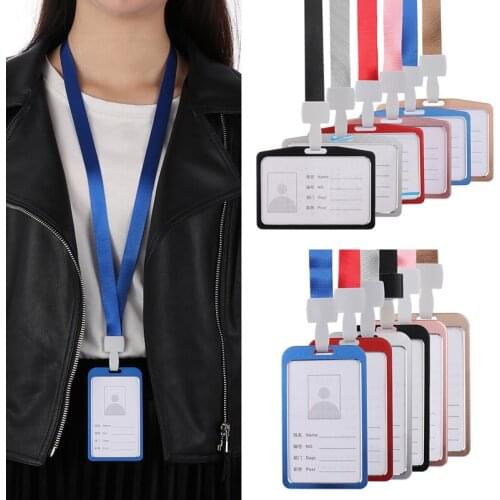 Metal Work Card Holders Aluminum Alloy Work Certificate Identity Badge ID Card Cover Business Case Card Holder With Rope