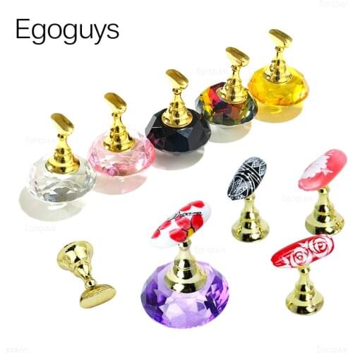 Metal Alloy Crystal Nail Art Practice Display Stand Checkerboard False Nail Holder UV Gel Polish Showing Shelf DIY Training Base