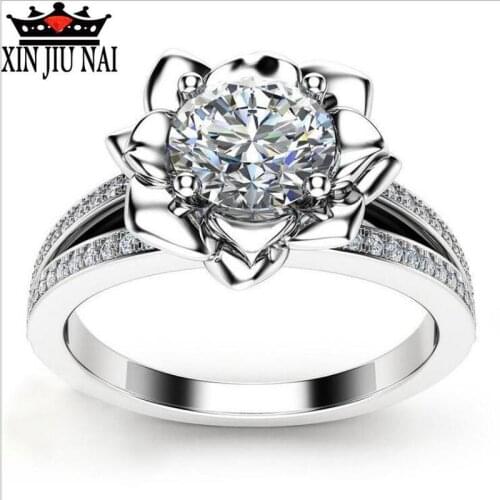 Fashion Rhod Rose Lady Ring with High Quality AAA Zircon CZ Beautiful Jewelry Party Gift Engagement Ring womens rings