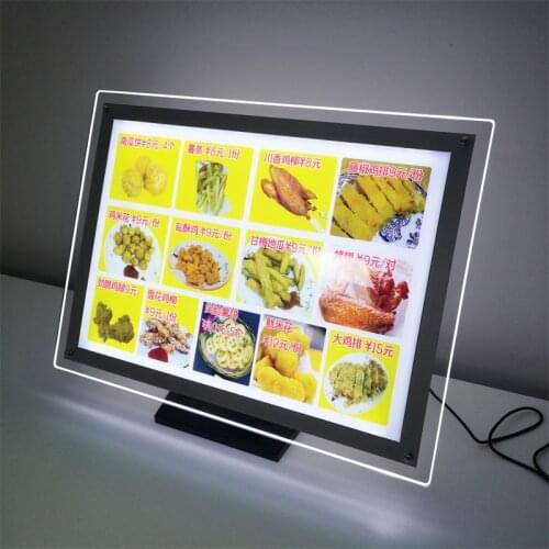 Table Advertising Led Lightbox with Illuminated Poster Frames for Cafe,Tea,Hotel,Restaurant