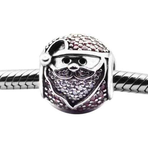 Genuine 925 Sterling Silver Sparkling Jolly Santa Charms Beads for Jewelry Making Fits Original Charm Bracelets kralen