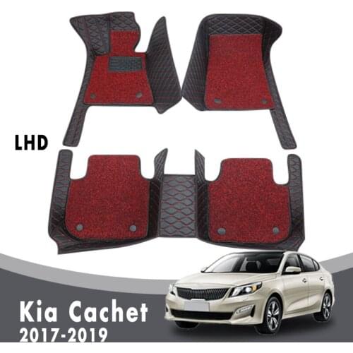 Luxury Car Floor Mats Carpets For Kia Cachet 2019 2018 2017 Auto Double Layer Wire Loop Interior Artificial Leather Custom Rugs
