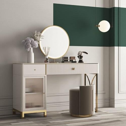 Bedroom Dresser Light Luxury of A Whole Cabinet Table Rock Board Multi-functional Led Lights Mirror High-grade Home Furniture