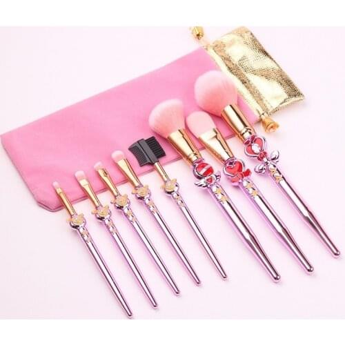 Anime Sailor Moon New 8pcs Makeup Brushes Sets Soft Hair Blusher Concealer Eye Shadow Foundation Lip Brush Cosmetics Tool