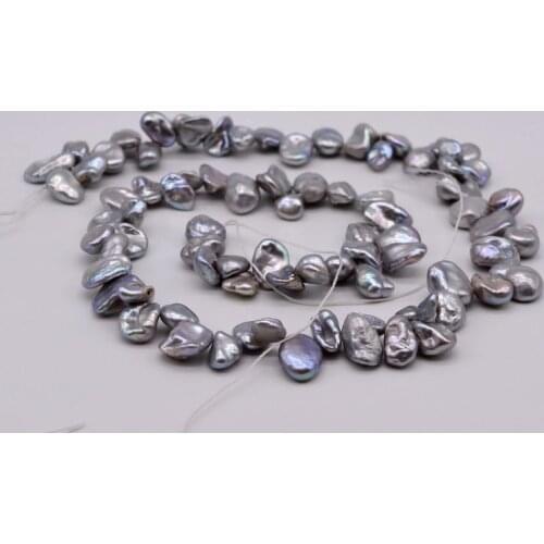 Gray loose beads. Baroque pearl necklace, length 38 cm, diameter 9 mm, semi-finished accessories from DI