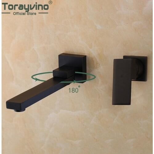 Torayvino Bathroom Faucet 180 Swivel Spout Single Handle Basin Sink Wall Mounted Faucets Bathtub Hot And Cold Mixer Water Tap