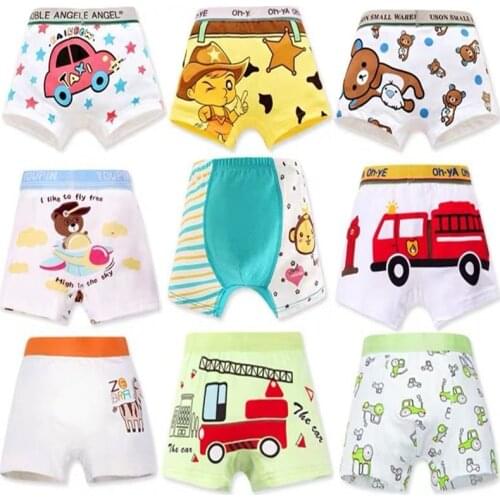 6pc/Lot Boys Cotton Boxer Shorts Kids Underwear Panties Cartton Underpants 2-10Y