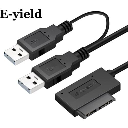 USB to 6+7 13Pin Slimline Slim SATA Cable With External USB2.0 Power Supply For Laptop CD-ROM DVD-ROM ODD Adapter Converter