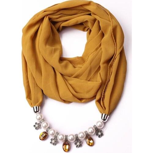 2021 new ladies pearl chiffon scarf, including necklace alloy pendant jewelry scarf, available in all seasons