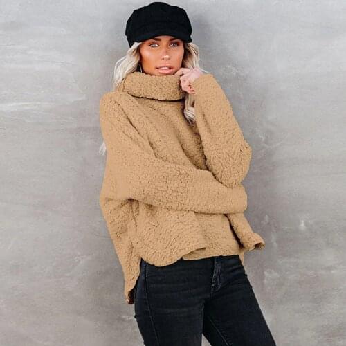 2021 Women New Fashion Loose Sweater Solid Color Turtleneck Long Sleeve Knitted Pullover Top Autumn Winter Warm Knitwear