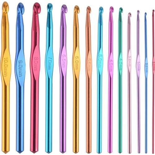 1PC 2-10mm Aluminum Crochet Knitting Needles Sewing Needles for Hand Crafts Sweater Metal Hook Weave Crochet Needles Accessories