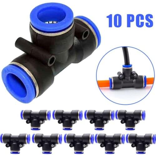 10pcs Pneumatic Tee Quick Connectors Tools Accessories Cross Connectors Plastic Pneumatic Tee Quick Connector Pipe
