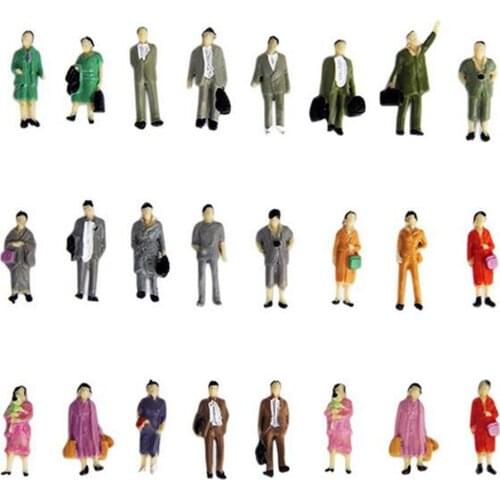 50x 1:87 HO Scale Color People Miniature for Train Ornaments Accessory