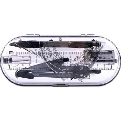 8pcs/set Portable Precision Geometry Protractor Drawing Compass Ruler Pencil Essentials Math Study Tool Kit