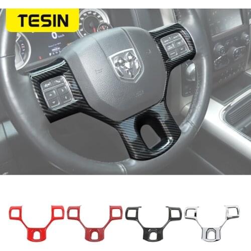 TESIN Interior Accessories for Dodge RAM 1500 Car Steering Wheel Decoration Cover Stickers for Dodge RAM 1500 2010-2017