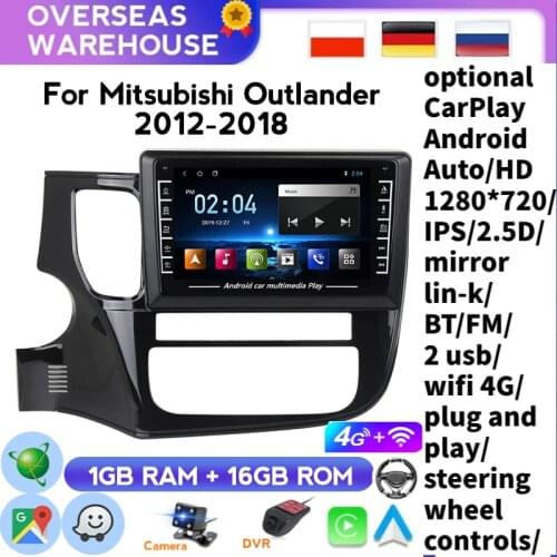 2 din Android Car Radio Multimedia Video Player for Mitsubishi Outlander 3 GF0W GG0W 2012-2018 carplay Support Multiple Language