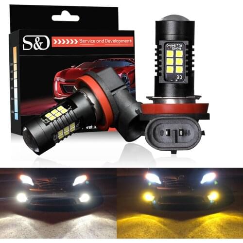 S&D 2pcs Car LED Lamps H11 H8 LED Bulbs HB4 Led HB3 9006 9005 P13W Yellow amber White 1200Lm 12V Car Driving Lamp Replace Lights