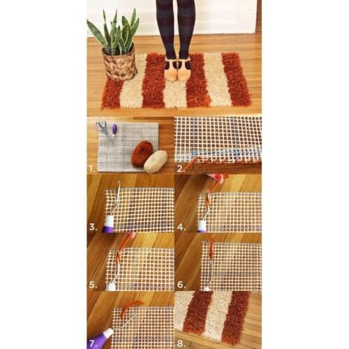 Free Pattern Rug Hooking Mesh Canvas Wooden Bent Latch Hook DIY Kit Tool for Tapestry Carpet Rug Making Embroidery Crafts E56C