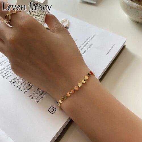 925 Sterling Silver Bracelet Round Slice Chain Bracelet For Women 18k Gold Chain Bracelet Fine Jewelry French Simplicity Style