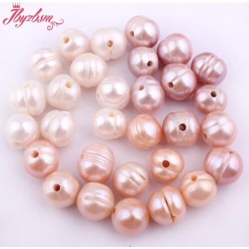 9-10mm Nearround Freshwater Pearl Beads Natural Stone Beads (2mm Hole) For Necklace Bracelat Jewelry Making 10 Pc Free Shipping