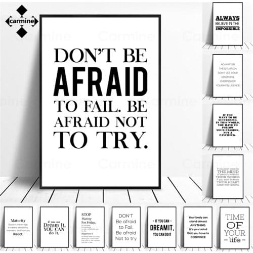 English Letters Poster and Print Word Quote Nordic Wall Art Canvas Picture Minimalist Black and White Printing Picture Frameless