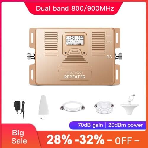 Dual band 2G+4G LTE 800MHz/ GSM 900MHz 2g 4g Smart mobile signal booster kits Cellular signal amplifier 2g 4g repeater Kit