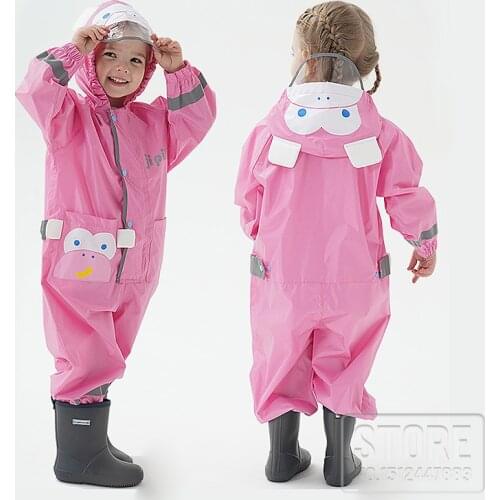 Adult Childrens Conjoined cute Motorcycle Raincoat Reflective Motorbike Rain Child Jumpsuit Overalls Men Suits Bodysuit Clothes