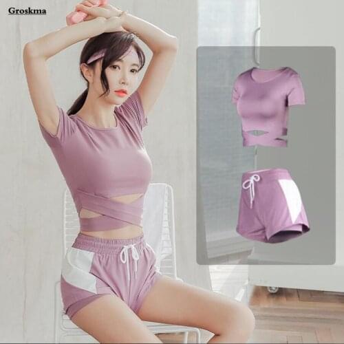 2/3 Piece Set Women Yoga Suits Fitness Gym Quick Dry Sportswear Clothing T Shirt+Bra+Shorts 2021 Summer Running Ropa Mujer