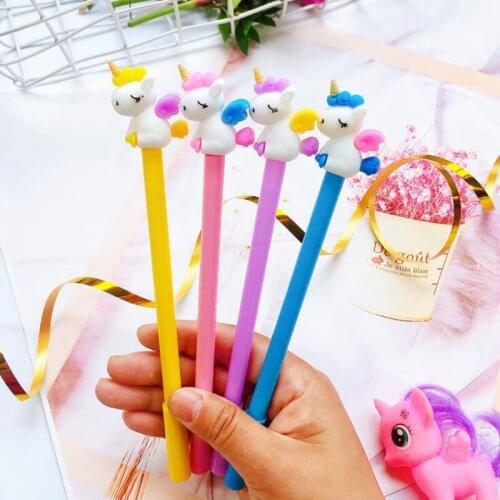2pc Kawaii Unicorn Gel Pen Cute Unicorn Angel Pen Black Signature Water Pen Student Office School Supplies Creative Stationery