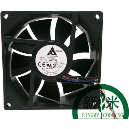 Delta Original WC236 DC 12V 0.60A EFC0912BF 9025 90*90*25MM 9CM (4 Lines And 5 Holes) Server Cooling Fan