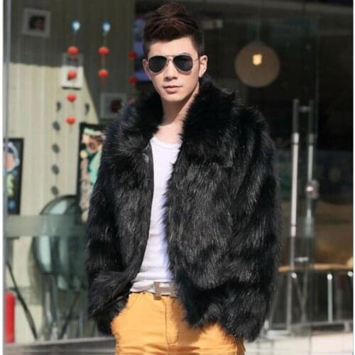 Homme Veste Cuir Jacket Faux Leather Men White Black Fashion Coat Fur Fox Fur Lapel Mens Casual Slim Coat Jaqueta Motoqueiro