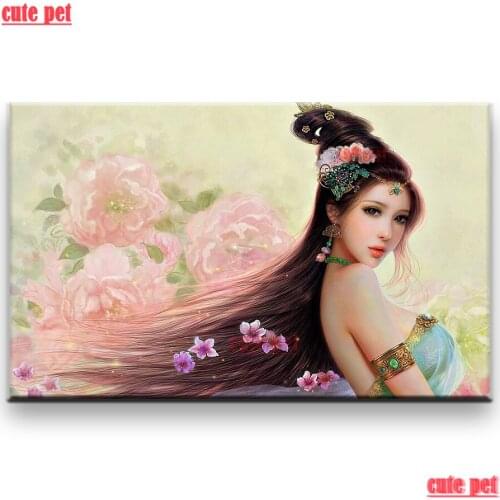 Cute pet DIY Diamond Painting Chinese ancient beauty Full Square Round Drill Rhinestone5D CrossStitch Embroidery Kits Home decor