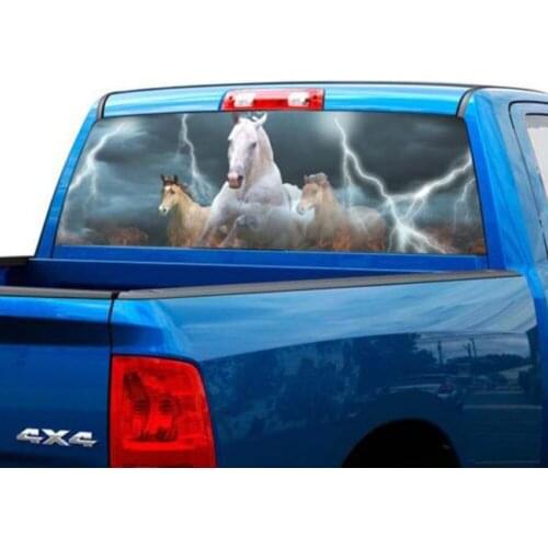 New 65X 22 inch Horse Lightning Rear Window Tint Graphic Decal Wrap Back Truck Tailgate For Most Pick Up Truck