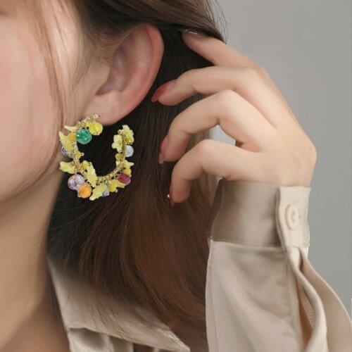 New Fashion Statement Flower Crystal Bead Tassel Fringed hoop Earrings For Women Rhinestone Long Chain Crystal Drop Earrings