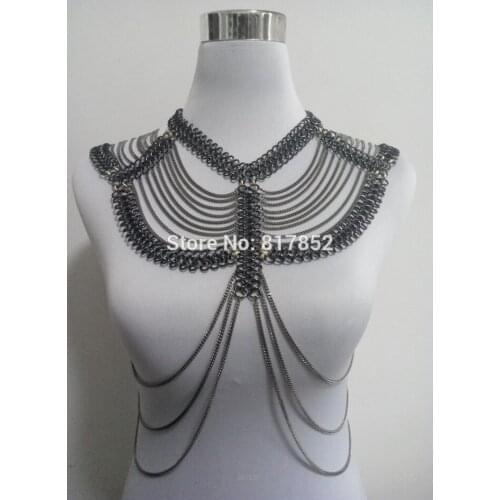 New Style Fashion Women Silver Plated Chains Unique Harness "8" Chains Shoulders Chains Body Chains Jewelry 3 Colors WRB20