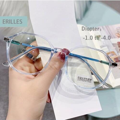 Optical Myopia Glasses For Sight Women Men Myopia Eyewear Round Oversized Frames Nearsighted Eyeglasses Metal Spectacles Glasses