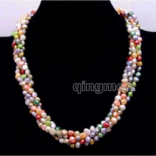 2 strands 6mm Multicolor Baroque pearl 40" necklace combination 18'' set-nec6244 wholesale/retail Free shipping