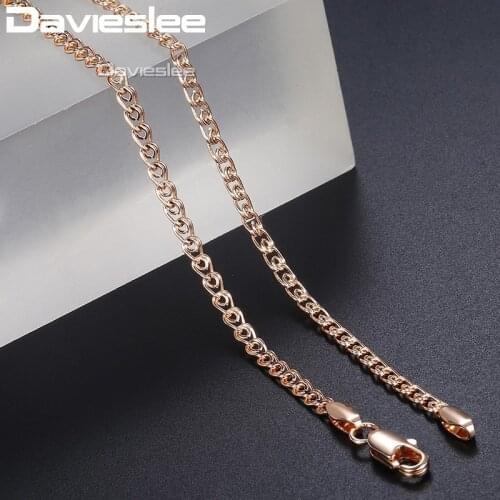 Davieslee Necklace For Women Men 3mm Snake Link 585 Rose Gold Filled Womens Necklace Fashion Jewelry DGN462