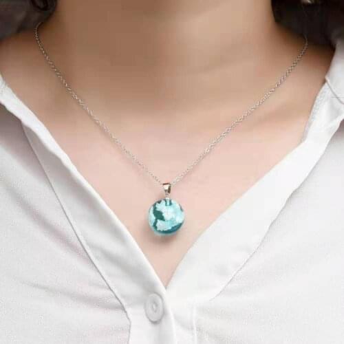 Fine Transparent Resin Blue Sky White Cloud Pendant Necklaces Girls Rould Ball Moon Eagle Chain Necklace for Women Jewelry Set