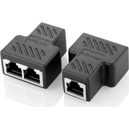 2pcs RJ45 Ethernet Connector Adapter 1 To 2 Ways Lan Cable Splitter Extender Networking Extension Laptop TV BOX Splitter Adapter