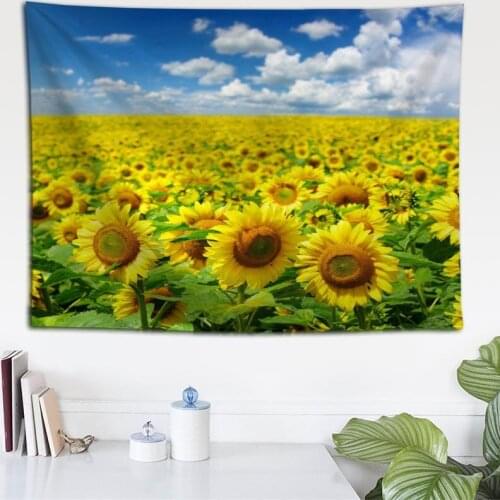 Custom Sunflowers Wall Cloth Hanging Tapestry Wedding Party Gift Bedspread Beach Towel Yoga Picnic Mat 140X200cm