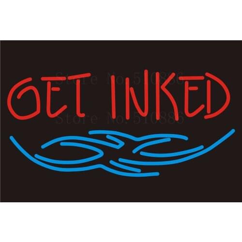 Custom NEON Sign Board Get Inked Glass Tube Party Bar Club Pub Display Store Shop Light Signboard Signage Signs 17*14"