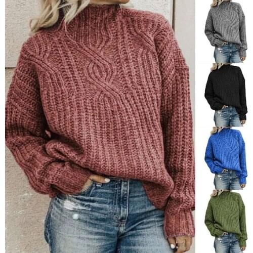Pullover Winter Thick Jumpers Knit Women Fashion Casual Solid Color Thick Cold Warm Sweater New Product Casual Turtleneck