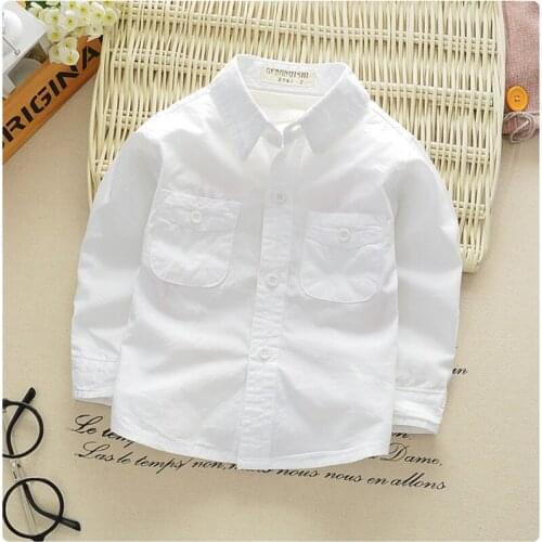 Summer Long Sleeve Boys Shirts Casual Turn-down Collar Camisa Masculina Blouses for Children Kids Clothes White Baby Boy Shirts