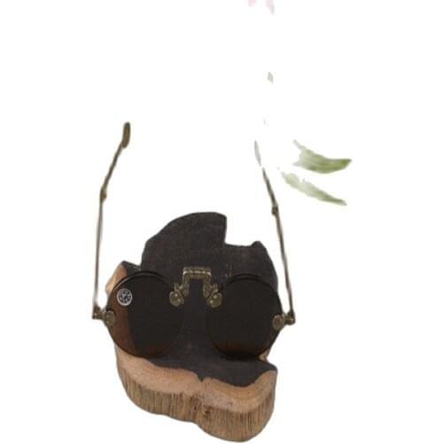 Old Shanghai Republic natural crystal glasses pure copper frame sunglasses